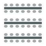 Long table with chairs on both sides. 