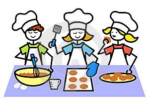 Kids buffet concept. School canteen, chefs giving food for children. S By  Microvector