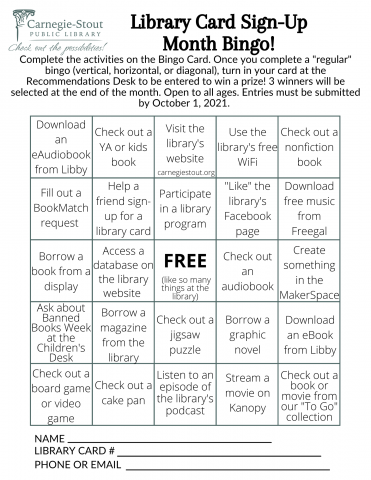 Image of a Bingo Card with Text