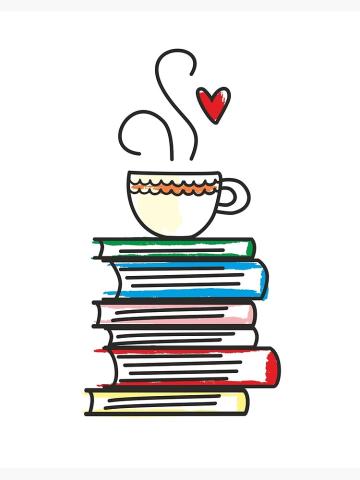 An image featuring a hot cup of tea on top of a stack of books. 