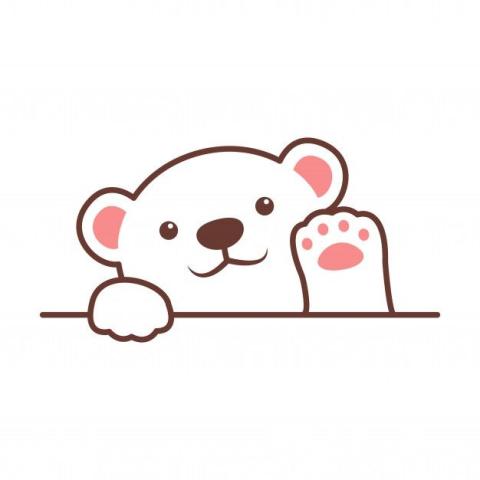 An illustration of a cute polar bear waving its paw.