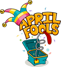 An open box with a spring popping out the words 'April Fools' 