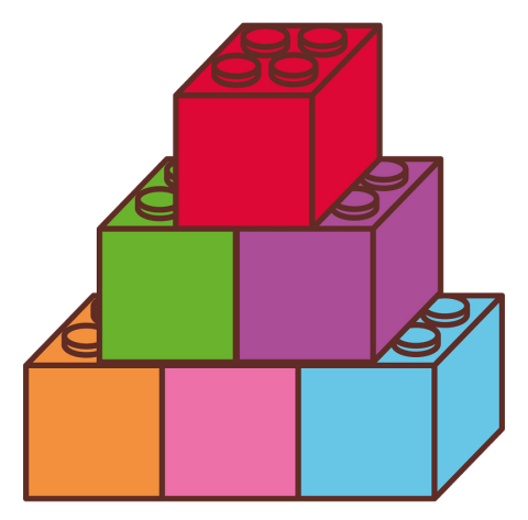 An illustration of LEGO bricks formed in a pyramid.