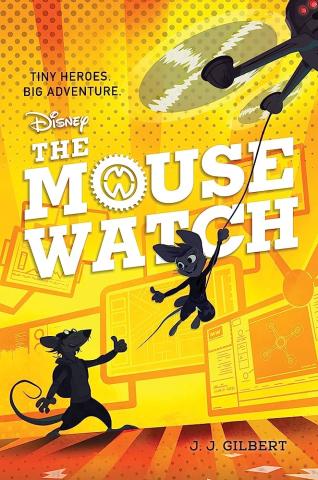 The cover of "The Mouse Watch", featuring an anthropomorphic mouse and rat jumping into an aircraft giving each other a thumbs up.