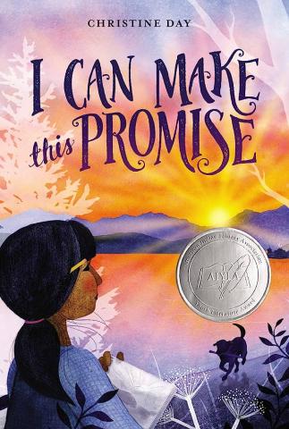 The cover of "I Can Make this Promise" featuring a preteen girl of Native American descent holding a notebook and looking into the sunset.