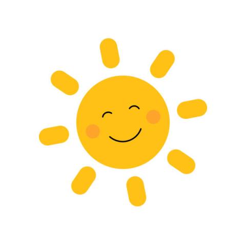 A clipart of a happy sun. 