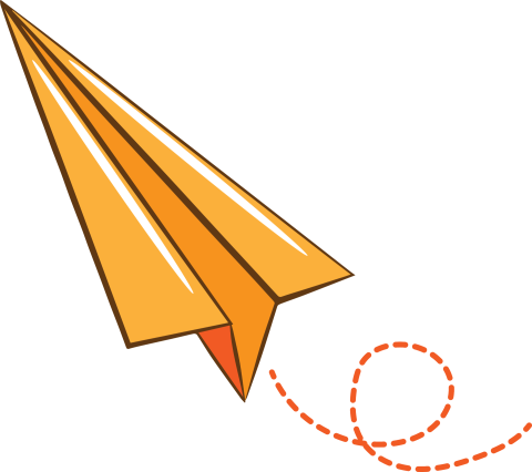 A orange paper airplane clipart.