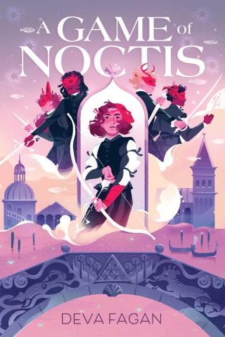 Book cover with title, an archer, and three masked figures behind them.