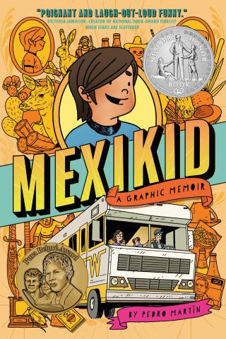 Book cover with drawing of a boy the title and an RV.
