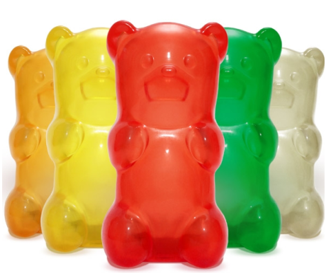 An image of realistic gummy bears.