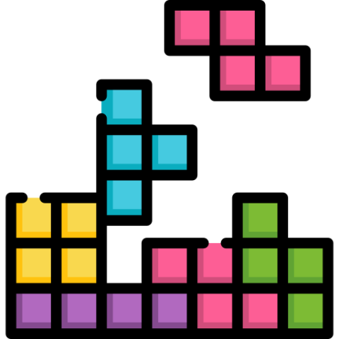 Colorful Tetris blocks floating in the air