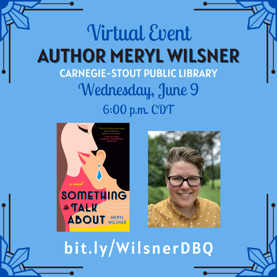 Poster with picture of author Meryl Wilsner and book cover of "Something to Talk About."