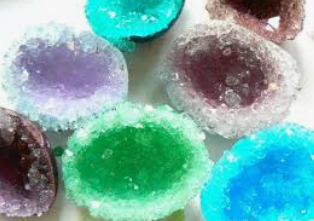 A photo of colorful geodes.