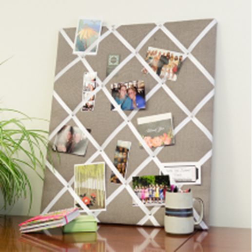 A photo of a fabric bulletin board.