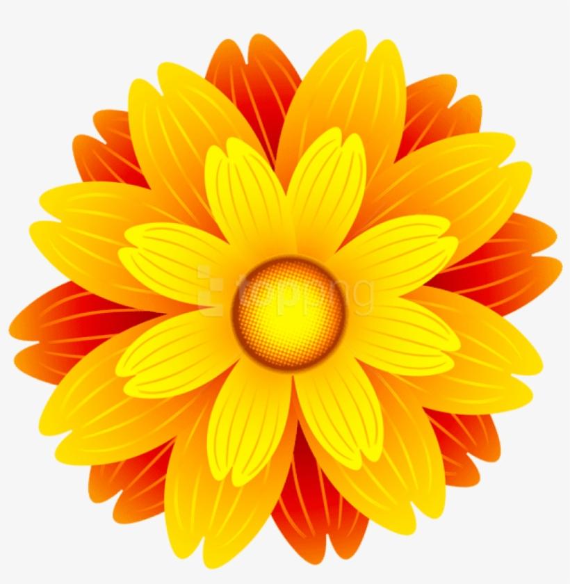 A clipart of a yellow and orange flower.