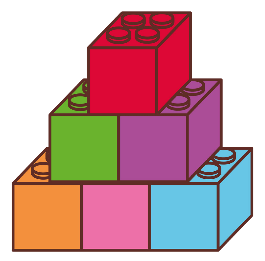 An illustration of LEGO bricks formed in a pyramid.