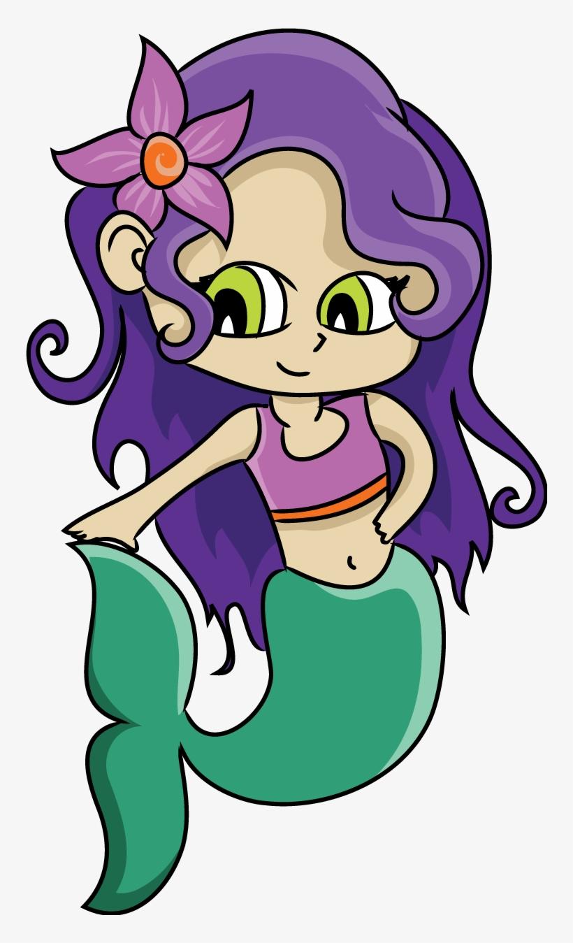 A big eyed mermaid with long hair