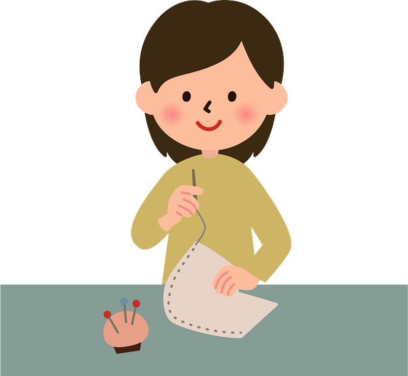 Illustration of a person sewing by hand.